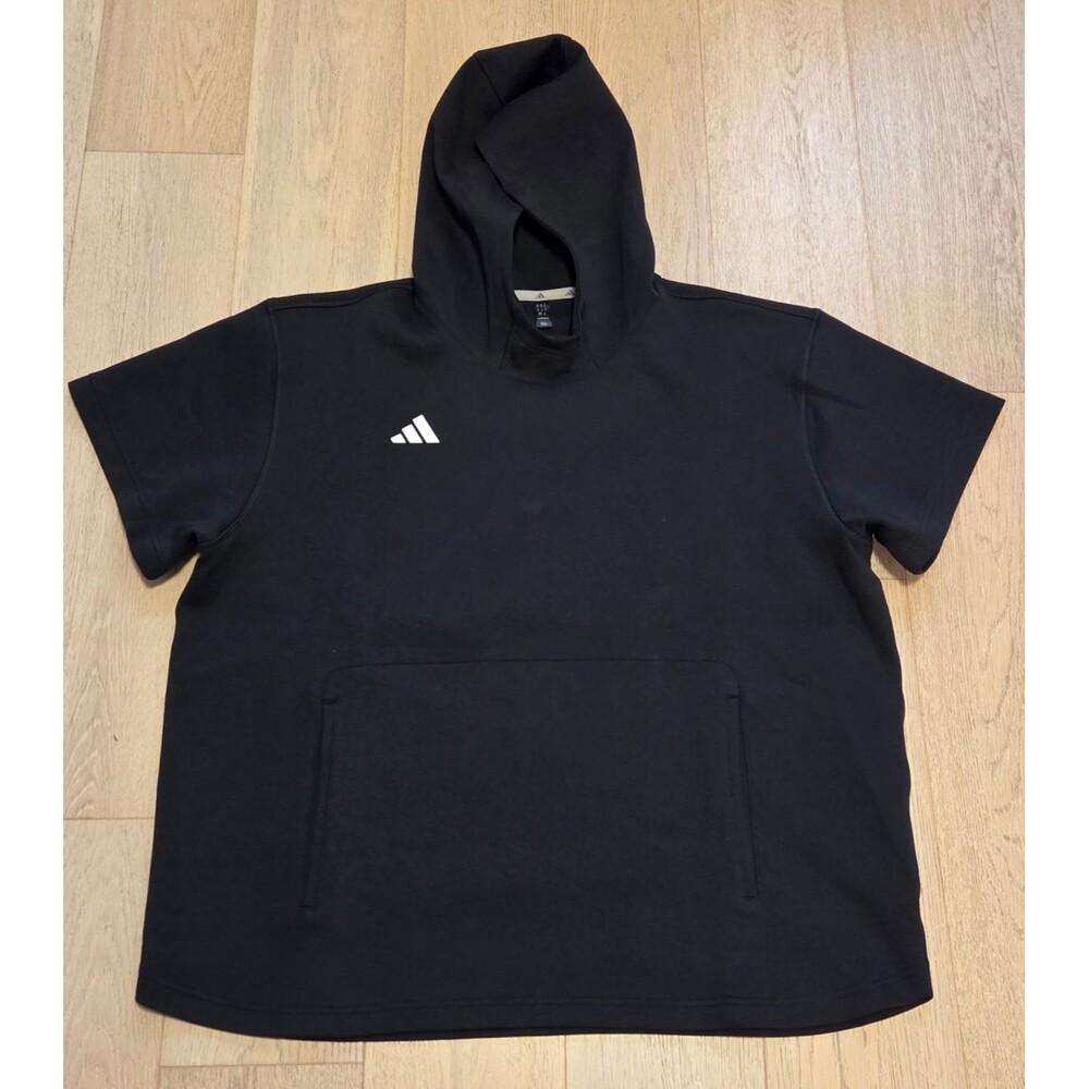 Adidas Dugout Short Sleeve Hoodie Black XL Pullover Kangaroo Pocket Unisex